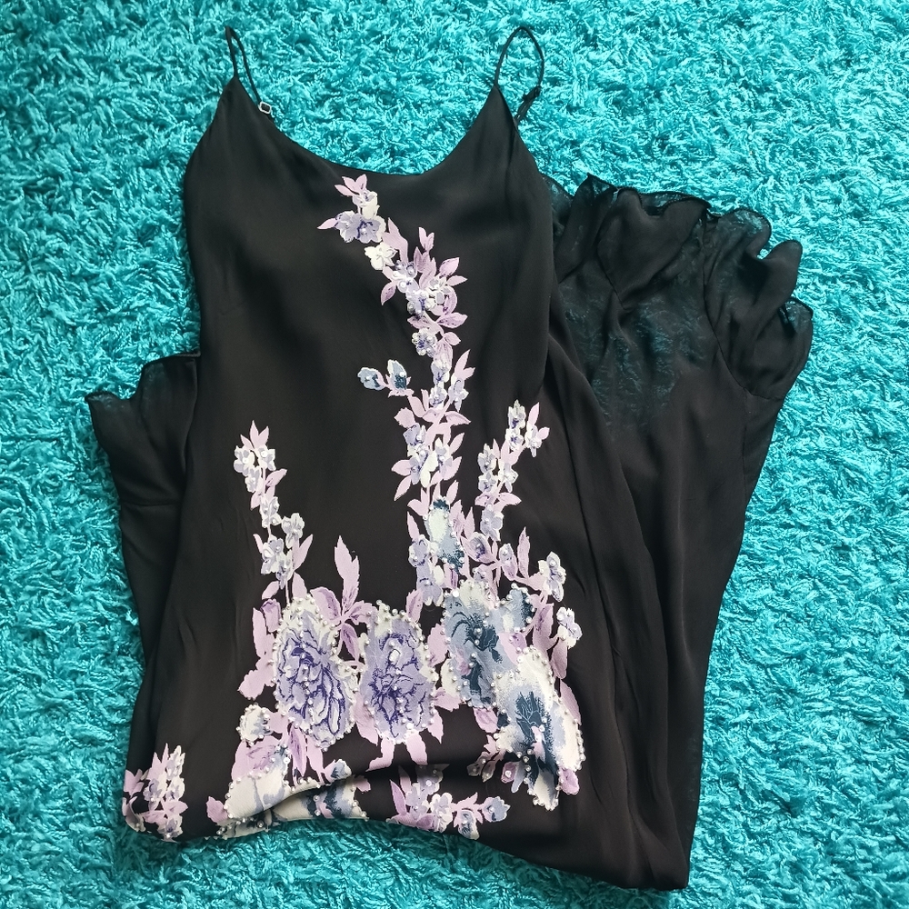Vintage Raiment Fashions Inc New York Size Large Floral Beaded Dress Dress